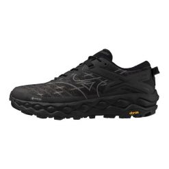 Buty trailowe Mizuno Wave Mujin LS GTX. Czarne buty do biegania męskie Mizuno, bez wzorów, bez zapięcia, do biegania, mizuno wave. Za 749.99 zł.