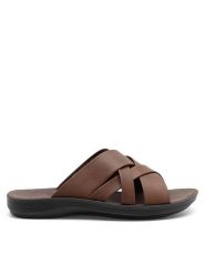 Lanetti Klapki MSS20505-02 Brązowy. Brązowe klapki i japonki męskie Lanetti, bez wzorów, ze skóry. Za 79.99 zł.