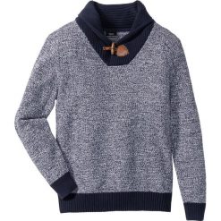 Sweter z szalowym kołnierzem Regular Fit bonprix ciemnoniebieski. Niebieskie swetry męskie bonprix, z dzianiny. Za 109.99 zł.