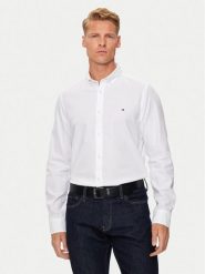 Tommy Hilfiger Koszula MW0MW34568 Biały Slim Fit. Białe koszule męskie Tommy Hilfiger, m, bez wzorów, z bawełny, bez kołnierzyka, bez ramiączek. Za 229.99 zł.
