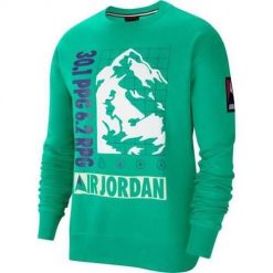 Bluza sportowa męska Nike Jordan Winter Utility. Zielone bluzy nierozpinane męskie Nike, m, bez wzorów, sportowe, bez ramiączek, bez kaptura. Za 391.00 zł.