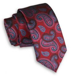 Czerwony Elegancki Męski Krawat -ALTIES- 6 cm, Klasyczny, Wzór Paisley, Łezki. Czerwone krawaty i muchy męskie Alties, bez wzorów, z tkaniny, eleganckie. Za 49.00 zł.