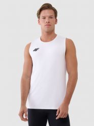 4F Tank top treningowy szybkoschnący męski - biały 3XL. Białe t-shirty męskie 4f, m, bez wzorów, z dzianiny, klasyczne, bez ramiączek. Za 119.99 zł.