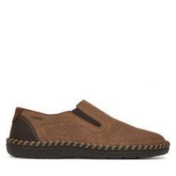 Półbuty Rieker. Brązowe codzienne półbuty męskie Rieker, bez wzorów, bez obcasa, bez zapięcia. Za 359.99 zł.