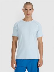 4F Koszulka do biegania w terenie szybkoschnąca męska - szara S. Szare t-shirty sportowe męskie 4f, l, bez wzorów, z materiału, klasyczne, bez ramiączek. Za 129.99 zł.