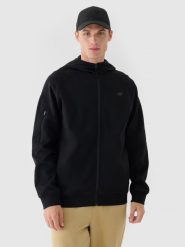 4F Bluza dresowa rozpinana z kapturem męska - czarna S. Czarne bluzy rozpinane męskie 4f, m, bez wzorów, z bawełny, z kapturem. W wyprzedaży za 79.99 zł.