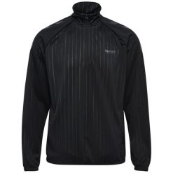 Kurtka z dresu Hummel Stripe. Czarne kurtki męskie HUMMEL, bez wzorów, z dresówki, sportowe, bez ramiączek, bez kaptura. Za 278.50 zł.