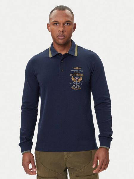 Aeronautica Militare Polo 252PO1896UP00173 Granatowy Regular Fit. Niebieskie koszulki polo męskie Aeronautica Militare, m, bez wzorów, z bawełny, bez kołnierzyka, bez ramiączek. Za 469.99 zł.