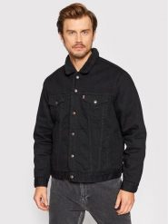 Levi's® Kurtka jeansowa Type III Sherpa 16365-0100 Czarny Regular Fit. Czarne kurtki męskie m, bez wzorów, z bawełny, bez ramiączek, bez kaptura. Za 399.99 zł.