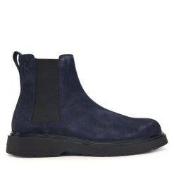 Sztyblety Calvin Klein. Niebieskie sztyblety męskie Calvin Klein, bez obcasa, bez zapięcia. Za 519.99 zł.