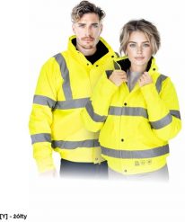 Kurtka ochronna ocieplana kaptur stały pasy odblaskowe wodoodporna plamoodporna dwustronny zamek błyskawiczny stójka 100% poliester FULSON 2XS. Brązowe kurtki męskie Reis, m, bez wzorów, z poliesteru, bez ramiączek, bez kaptura. Za 171.20 zł.