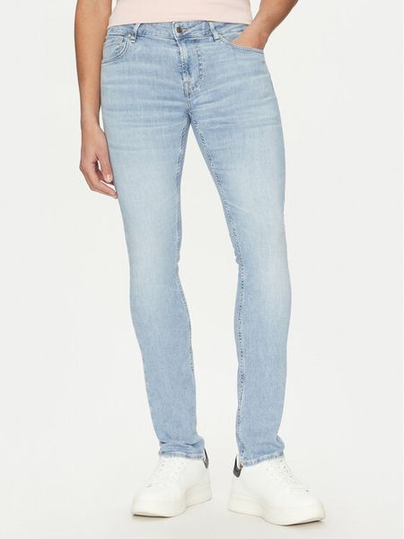 Guess Jeansy M5GAN1 D5MZ3 Niebieski Slim Fit. Niebieskie jeansy męskie Guess, z aplikacjami, z bawełny. Za 229.99 zł.