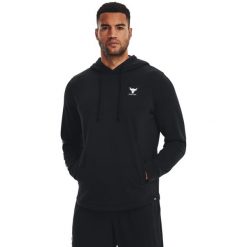 Bluza z kapturem Under Armour Project Rock Terry, Mężczyźni. Czarne bluzy nierozpinane męskie Under Armour, m, bez wzorów, z bawełny, rockowe, bez ramiączek, z kapturem. Za 390.00 zł.