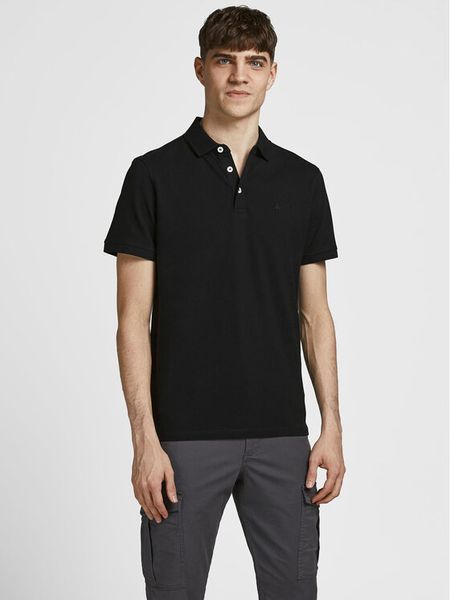 Jack & Jones Polo Paulos 12136668 Czarny Slim Fit. Czarne koszulki polo męskie Jack & Jones, m, bez wzorów, z bawełny, bez kołnierzyka, bez ramiączek. Za 149.99 zł.