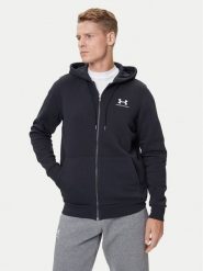 Under Armour Bluza UA Essential Fleece FZ Hood 1373881 Czarny Regular Fit. Czarne bluzy rozpinane męskie Under Armour, m, bez wzorów, z bawełny, bez ramiączek, bez kaptura. Za 209.99 zł.