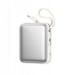 Powerbank Joyroom JR-PBF27 10000mAh 22.5W z wbudowanymi kablami USB-C i Lightning - biały. Białe powerbanki Joyroom. Za 81.73 zł.