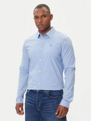 Tommy Jeans Koszula DM0DM04405 Błękitny Slim Fit. Niebieskie koszule męskie Tommy Jeans, l, bez wzorów, z bawełny, bez kołnierzyka, bez ramiączek. Za 219.99 zł.