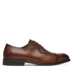Półbuty BOSS. Brązowe eleganckie półbuty męskie Boss, wizytowe, bez obcasa, bez zapięcia. Za 709.99 zł.
