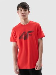 4F T-shirt regular z nadrukiem męski - czerwony XL. Czerwone t-shirty męskie 4f, m, bez wzorów, z bawełny, bez kołnierzyka, bez ramiączek. Za 59.99 zł.