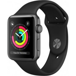 Apple Watch 3 - gwiezdna szarość aluminium 42 | czarny sportowy pasek. Zegarki sportowe marki Apple. Za 1,499.00 zł.