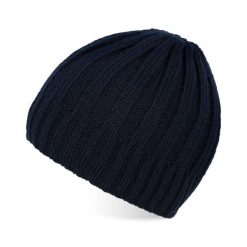 Czapka zimowa męska granatowa PAOLO PERUZZI A-07-DB. Niebieskie czapki męskie Paolo Peruzzi, na zimę, bez wzorów, z materiału. Za 38.99 zł.