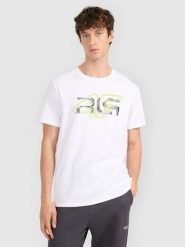 4F T-shirt regular z nadrukiem męski 4F x Robert Lewandowski - biały L. Białe t-shirty sportowe męskie 4f, l, bez wzorów, z bawełny, sportowe, bez ramiączek. Za 99.99 zł.
