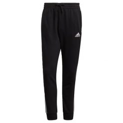 Spodnie adidas Essentials French Terry Tapered Cuff 3-Bandes. Białe długie spodnie sportowe męskie ADIDAS, bez wzorów, z polaru. Za 163.99 zł.