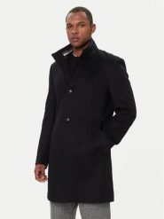 BOSS Płaszcz wełniany H-Hyde 50551078 Czarny Slim Fit. Czarne płaszcze męskie Boss, na zimę, m, bez wzorów, z wełny, bez kaptura. Za 2,429.00 zł.