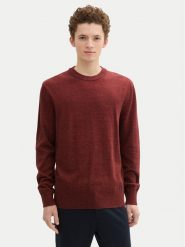 Tom Tailor Denim Sweter 1042509 Czerwony Regular Fit. Czerwone kardigany męskie Tom Tailor Denim, bez wzorów, z bawełny, bez kołnierzyka, bez ramiączek. Za 109.99 zł.