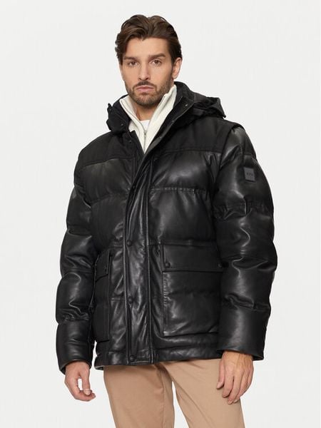 Boss Kurtka skórzana Jolam 50522219 Czarny Relaxed Fit. Czarne kurtki męskie Boss, m, bez wzorów, ze skóry, bez ramiączek, bez kaptura. Za 2,449.00 zł.