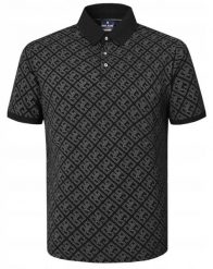 Bawełniana, Męska Koszulka Polo - Pako Jeans - Czarna, Wzór. Czarne koszulki polo męskie Pako Jeans, l, bez wzorów, z bawełny, casualowe, bez kołnierzyka, bez ramiączek. Za 129.00 zł.