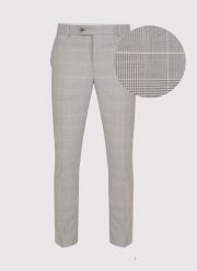 Szare spodnie garniturowe w subtelną kratę P22SF-6G-023-S-S. Szare eleganckie spodnie męskie Pako Lorente, bez wzorów, z elastanu. Za 199.99 zł.