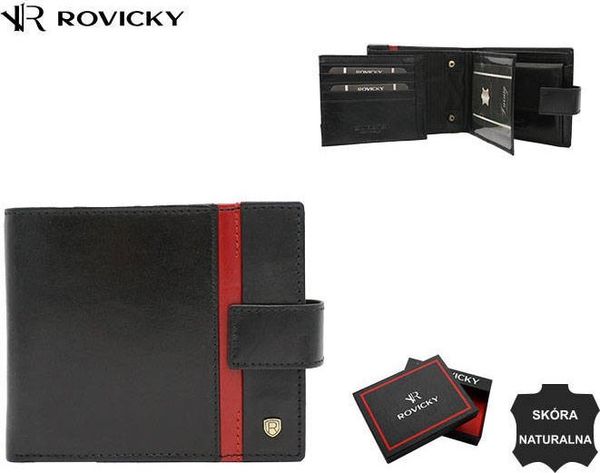 Rovicky Elegancki, skórzany portfel męski - Rovicky NoSize. Portfele męskie ROVICKY, bez wzorów. Za 181.93 zł.