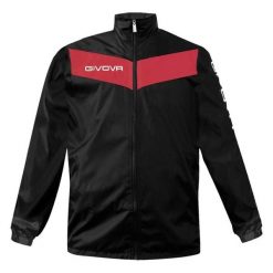 Wodoodporna kurtka z siatką Givova. Czarne kurtki męskie Givova, bez wzorów, z nylonu, sportowe, bez ramiączek, bez kaptura. Za 83.01 zł.