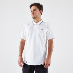 Koszulka polo do tenisa męska Artengo Dry. Białe koszulki polo męskie KUIKMA, l, bez wzorów, z elastanu, sportowe, bez kołnierzyka, bez ramiączek. Za 69.99 zł.