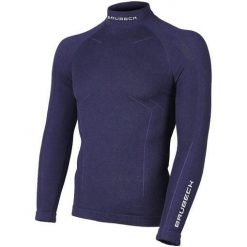 Bluza turystyczna męska Brubeck Wool Merino LS11920. Niebieskie bluzy nierozpinane męskie Brubeck, m, bez wzorów, z wełny, sportowe, bez ramiączek, bez kaptura. Za 401.69 zł.