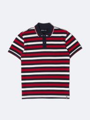 Koszulka męska polo w kolorowe paski Seulir 603. Czerwone koszulki polo męskie Big Star, l, z aplikacjami, z dzianiny, eleganckie, bez kołnierzyka, bez ramiączek. Za 159.99 zł.