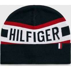 Tommy Hilfiger - Czapka. Niebieskie czapki męskie Tommy Hilfiger, na zimę, bez wzorów, z dzianiny. W wyprzedaży za 99.90 zł.