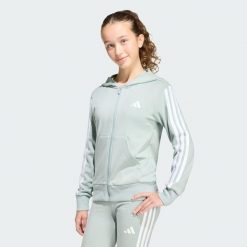 Bluza Z Kapturem Essentials Full Zip. Białe bluzy z kapturem męskie ADIDAS, bez wzorów, z kapturem. Za 199.00 zł.