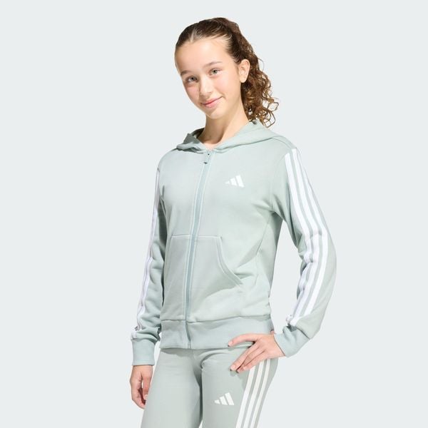 Bluza Z Kapturem Essentials Full Zip. Białe bluzy nierozpinane męskie ADIDAS, bez wzorów, z kapturem. Za 199.00 zł.