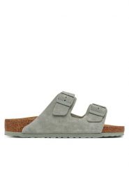 Birkenstock Klapki Arizona zamsz 1029146 Zielony. Zielone klapki i japonki męskie Birkenstock, bez wzorów, ze skóry. Za 359.99 zł.