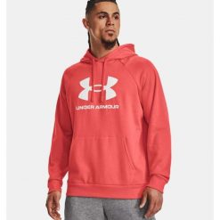 Bluza fitness męska UNDER ARMOUR Rival Fleece Logo Hoodie z kapturem. Czerwone bluzy z kapturem męskie Under Armour, l, bez wzorów, z kapturem. Za 252.95 zł.