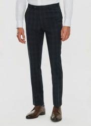 PAKO LORENTE – Męskie spodnie garniturowe w odcieniu granatowym. Niebieskie eleganckie spodnie męskie Pako Lorente, bez wzorów, z lycry, eleganckie. Za 299.99 zł.
