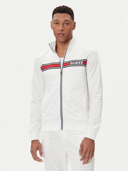 Guess Bluza Z2BQ06 K7122 Biały Regular Fit. Białe bluzy rozpinane męskie Guess, m, z aplikacjami, z bawełny, bez ramiączek, bez kaptura. Za 369.99 zł.