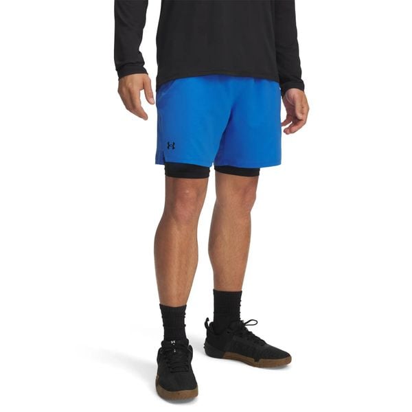 Szorty 2 w 1 Under Armour Vanish Woven. Niebieskie szorty sportowe męskie Under Armour, bez wzorów, sportowe. Za 228.50 zł.