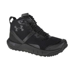 Buty trekkingowe męskie, Under Armour Micro G Valsetz Mid. Czarne buty trekkingowe męskie Under Armour, bez wzorów, sportowe, bez obcasa, bez zapięcia. Za 499.99 zł.