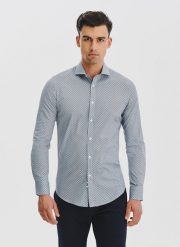 PAKO LORENTE - Koszula męska we wzór geometryczny. Koszule męskie Pako Lorente, m, bez wzorów, z bawełny, bez kołnierzyka, bez ramiączek. Za 149.99 zł.