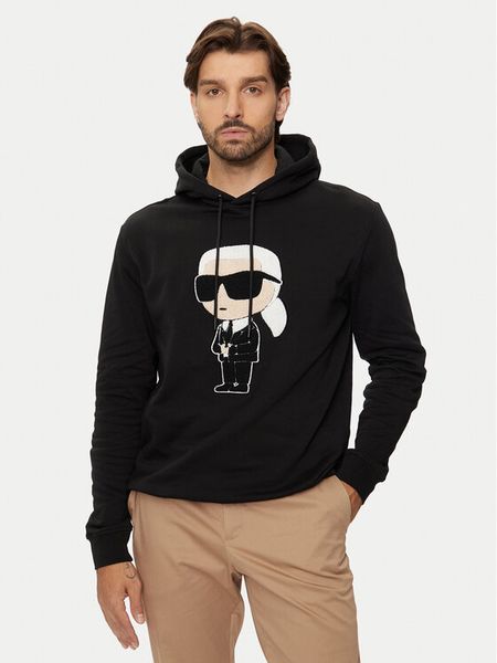 KARL LAGERFELD Bluza 705075 544950 Czarny Regular Fit. Czarne bluzy nierozpinane męskie KARL LAGERFELD, m, bez wzorów, z bawełny, bez ramiączek, bez kaptura. Za 839.99 zł.