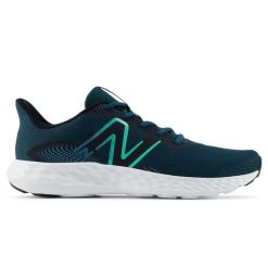 Buty męskie New Balance 411 v3 M4118PQ – zielone. Zielone buty do biegania męskie New Balance, bez wzorów, bez zapięcia, do biegania. Za 229.99 zł.