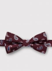 PAKO LORENTE – Bordowa mucha męska we wzór paisley. Czerwone krawaty i muchy męskie Pako Lorente, bez wzorów, z poliesteru, eleganckie. Za 69.99 zł.